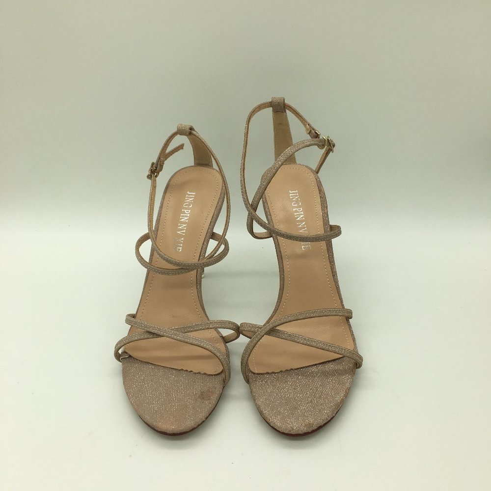Brown Women Open Toe Ankle Strappy Pumps Mid Heels Sandals